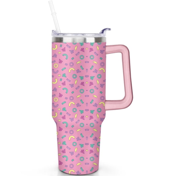 Polka Dots Theme 40 oz Tumbler with Handle 40oz Polka Dots Tumbler SpillProof Lid Straw Double Wall Insulated Travel Cup Polka Dots Lover Gifts for Men Women Travel Accessories Must Have