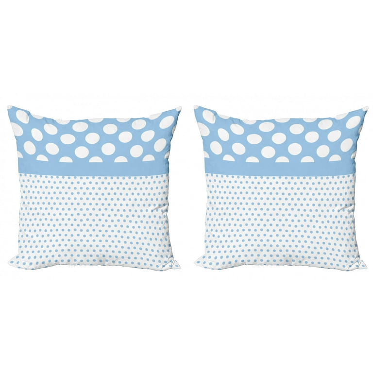 Polka Dots Throw Pillow Cushion Cover Pack of 2 Baby Blue Polka