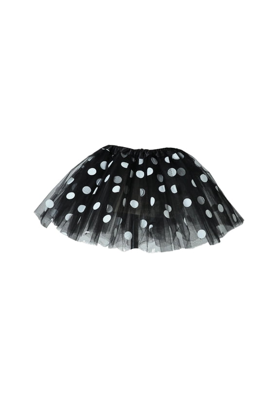 Polka Dots Tutu Skirt Teens Ballet Tulle Tutu Dress-Up Birthday Christmas Tutu Costume for Women Black One Size
