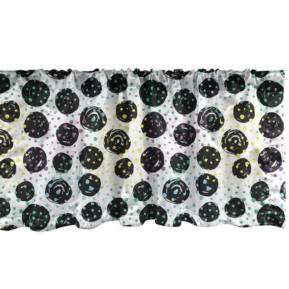 Ambesonne Polka Dots Valance Pack of 2, Creative Abstract Spots, 54"X12", Charcoal Grey Multicolor