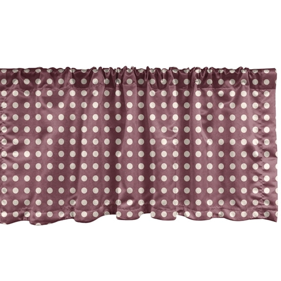 Polka Dots Window Valance Pack of 2, Rhythmically Arranged Bicolor Symmetrical Dots Setting Pattern, Rod Pocket Curtain Valances Kitchen Bedroom, 2 Sizes, Mauve Taupe Champagne, by Ambesonne