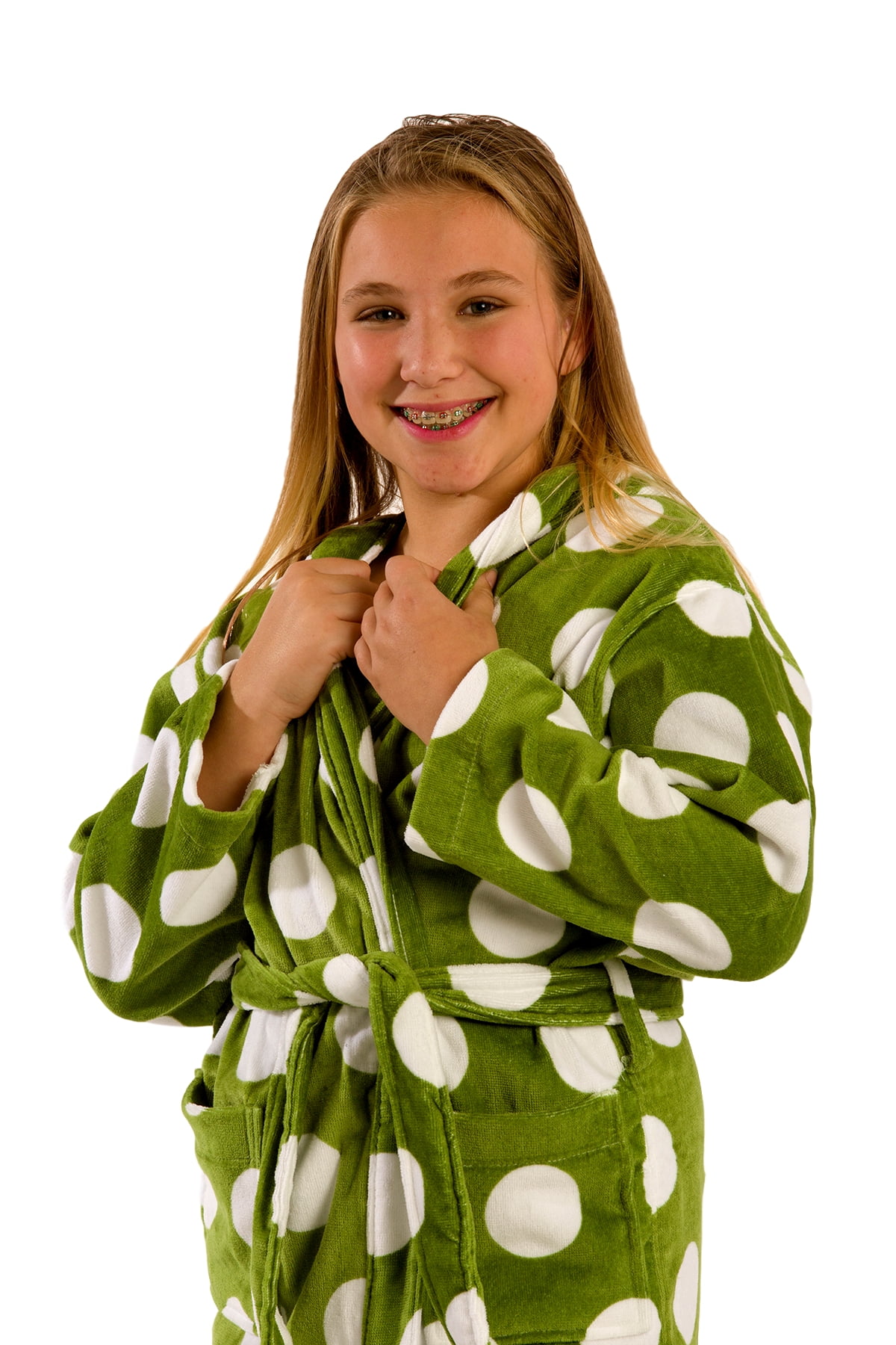 Girls Robe 16 Polka Dotted Girls Robes Cotton Bathrobes, Robes For Girls, Green ...