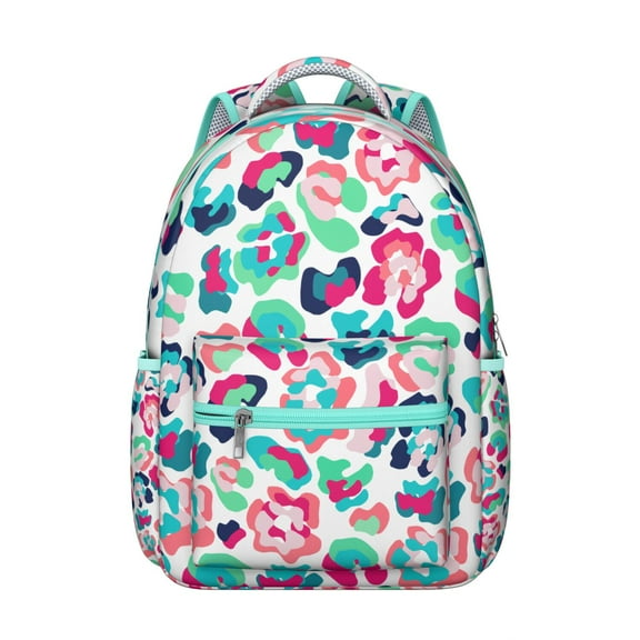 Polka Leopard Backpack Cheetah Print, Cute Animal Pattern Classic Fashion School Bag for Students