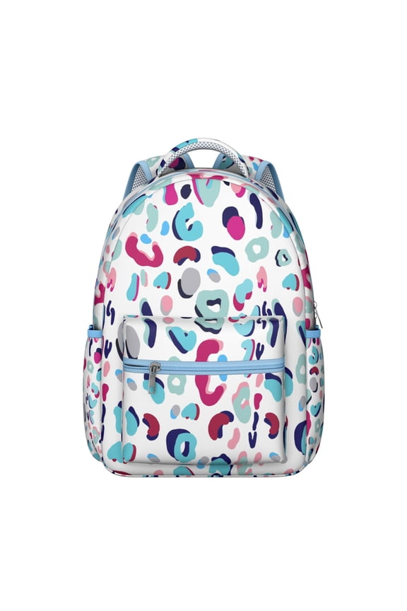 Polka Leopard Backpack Cheetah Print, Cute Animal Pattern Classic Fashion School Bag for Students