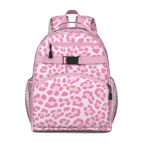 Polka Leopard Print Student Backpack for Students Bookbag Cheetah Pattern Lightweight Travel Bag Animal Spot Design Chest Strap Back to School Bag