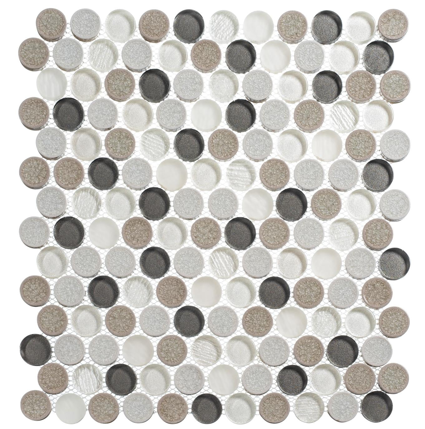 Polka Black and White Penny Round Mosaic Tile