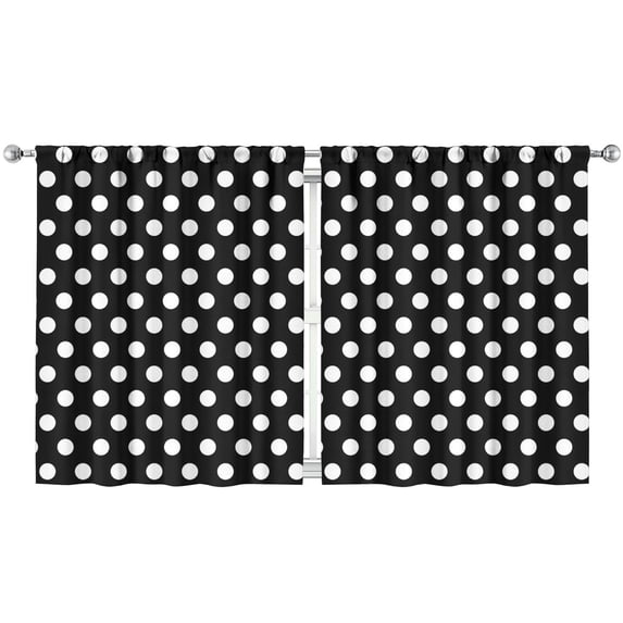 Polka Texture Kitchen Curtains 2 Panels - 52x63 Inch Vintage Red Polka Dots, Semi-Sheer Window Treatment for Farmhouse Style