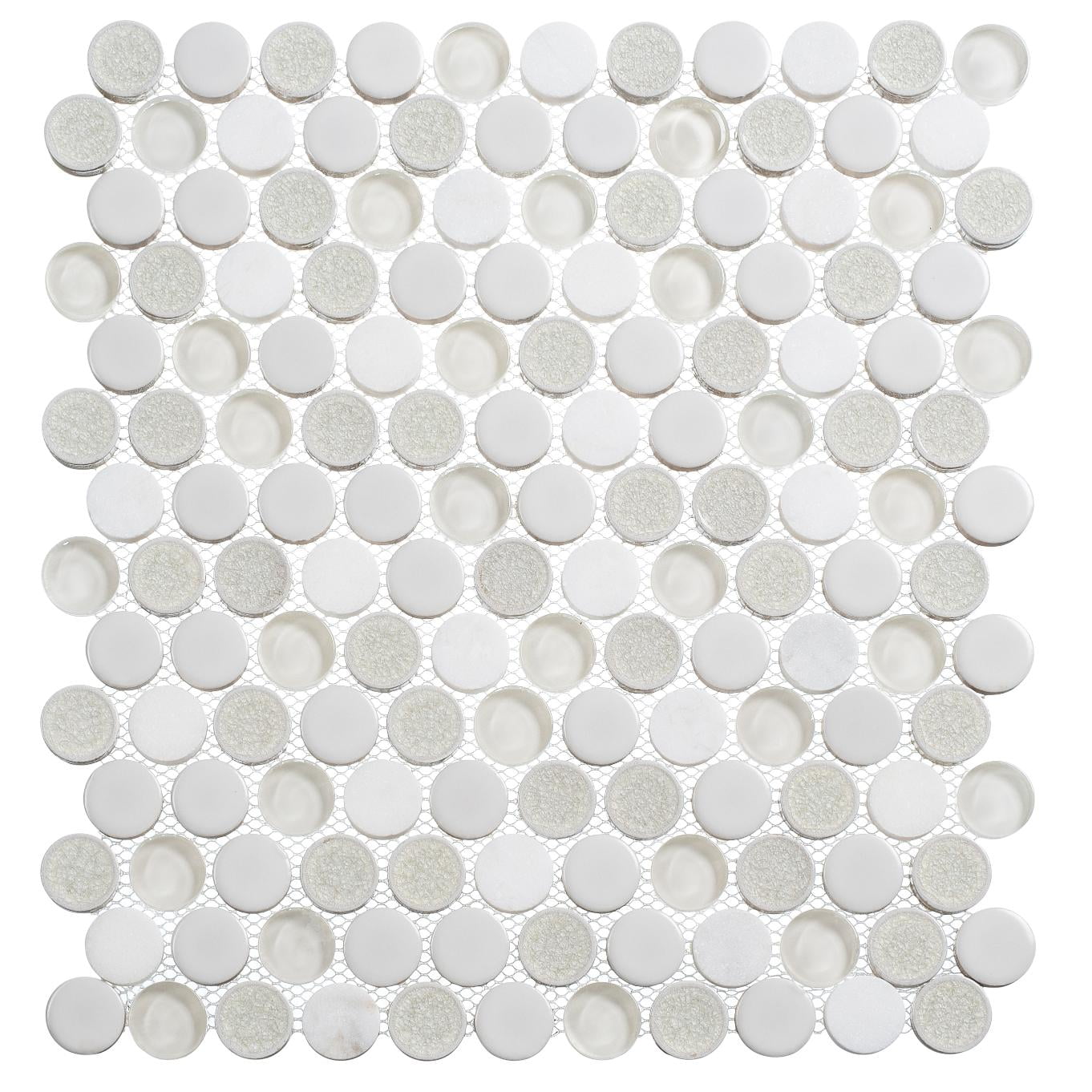 Polka Gray Penny Round Mosaic Ceramic Tile Sheet