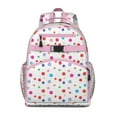 thumbnail image 1 of Polka dot backpack, spacious student backpack with playful dot pattern, perfect back to school gift, 1 of 6