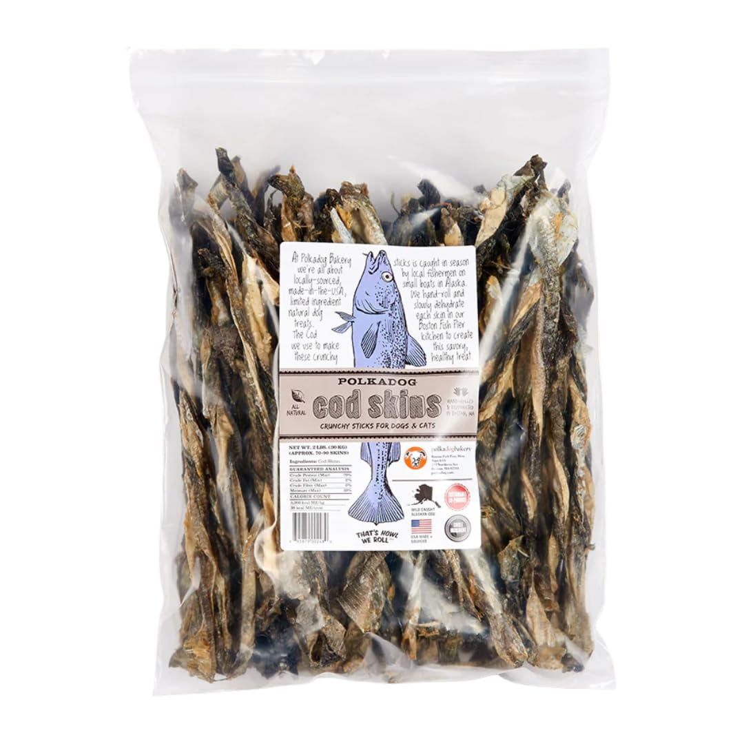 Polkadog Cod Skins for Dogs (2lb Regular) - Single Wild-Caught Fish ...