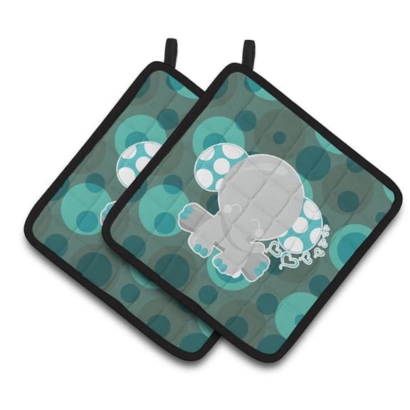Polkadot Naptime Elephant Pair of Pot Holders