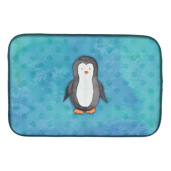 Polkadot Penguin Watercolor Dish Drying Mat