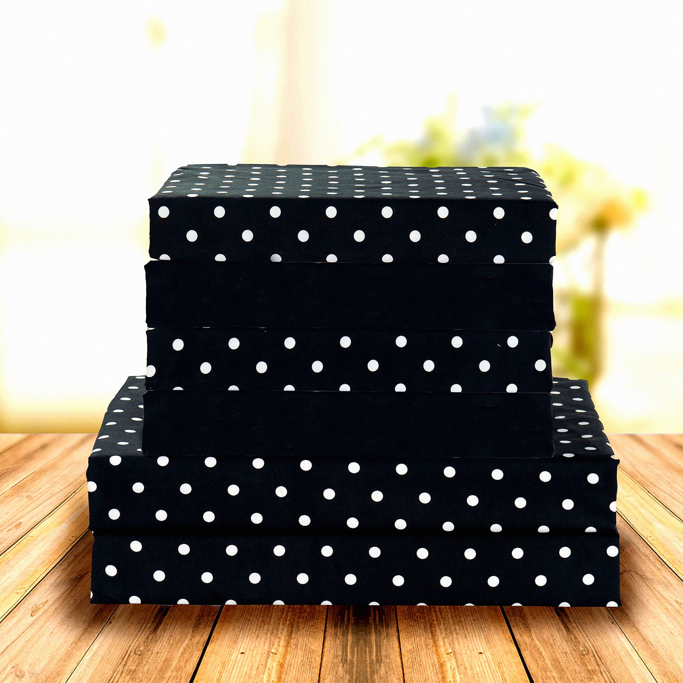 Queen Black Polkadot Microfiber 6-Piece Bedding Set