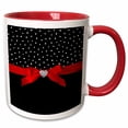 thumbnail image 1 of 3drose, Polkadots Valentine-black and White Dots Confetti Red Ribbon Diamond, 15oz Two-tone Red Mug, 1 of 6