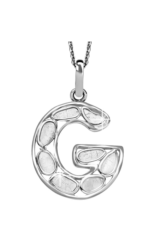 Polki Diamond Initial Necklaces for Women in 925 Sterling Silver Platinum Plated Size 20"- G Letter Necklace I4 Clarity Jewelry Anniversary Wedding Unique Christmas Gifts
