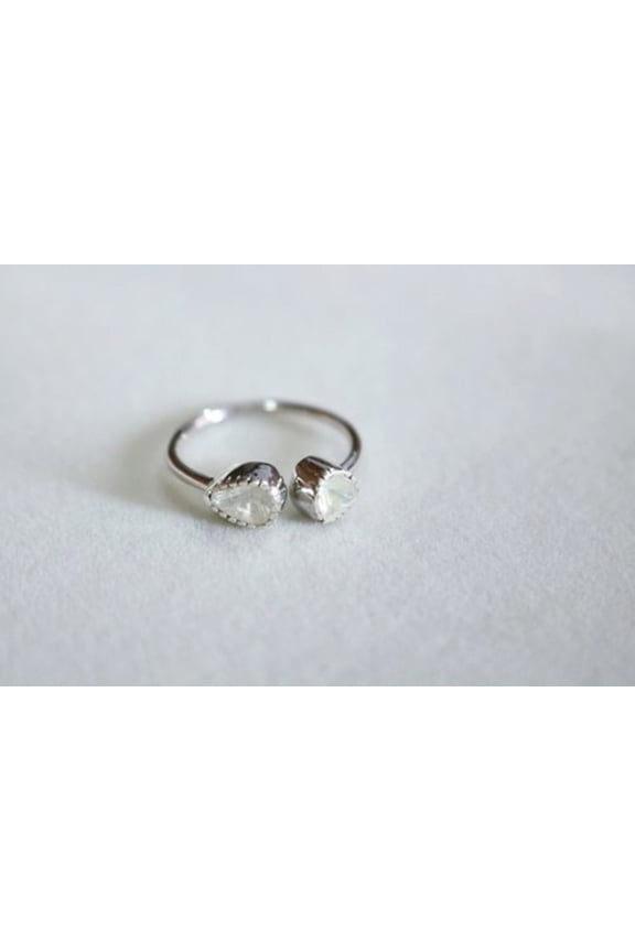 Bezel Set Unique Polki Diamond Engagement Ring, 0.5 ct, 925 Sterling, Sterling Silver