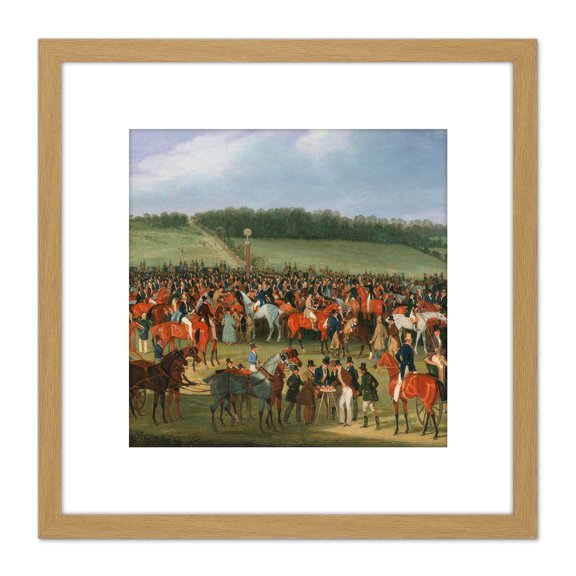Pollard Epsom Races The Betting Post Painting 8X8 Inch Square Wooden Framed Wall Art Print Picture with Mount