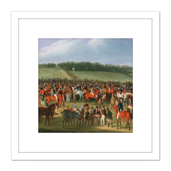 Pollard Epsom Races The Betting Post Painting 8X8 Inch Square Wooden Framed Wall Art Print Picture with Mount