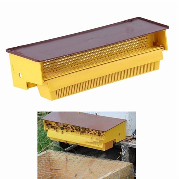 Pollen Collector, Pollen Trap, Beekeeping Tool, Removable Yellow Plastic Pollen Trap with Ventilated Pollen Tray