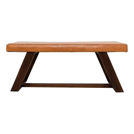 Poller Mid Century Modern Cognac Tan Leather Bench