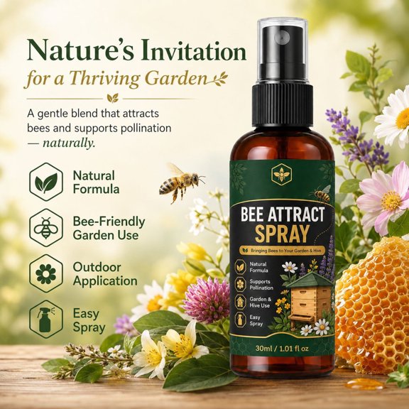 Pollination Aid Lure 4 Inch Amber Bottle Pollination for Beekeepers for Gardeners Garden Pollinator for Outdoor Flower and Hive Support Use, 1 Pack