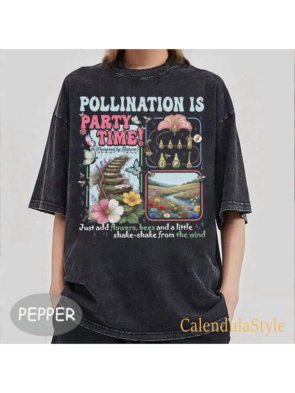 Pollination Is Party Shirt, Butterfly Bee Gardener Gifts, Botanical Science T-Shirt, Gardener Tee Gift, Plant Lover Shirt, Nature Lover Tee