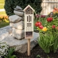 thumbnail image 1 of Pollination Palace - Wooden Bee & Butterfly Habitat with Ground Stake and Hook - Multicompartment Insect House for any Garden & Outdoor Area, 1 of 8