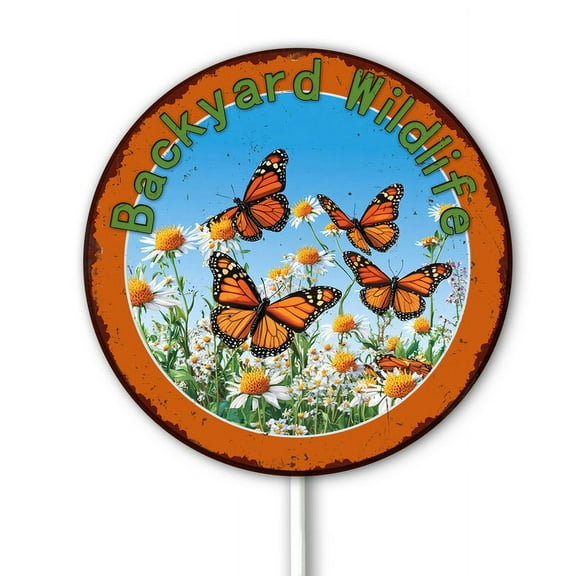 Pollinator Friendly Garden Sign Monarch Butterfly Pollinators Sign for Garden Bees Butterfly Gift Garden Vintage Look Sturdy Aluminum Weatherproof Rust Free 9.2" x 9.2"