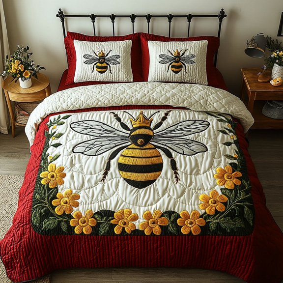 Pollinator Paradise 3-Piece Quilted Bedding Set