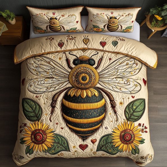 Pollinator Paradise 3-Piece Quilted Bedding Set