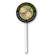 Pollinators At Play Native Plants Pesticide-Free Yard Sign Bees Bird Pollinator Welcome Garden Signs With Stake Round 9.2inch Lawn Signs,Rustproof Farm Party Porch Outdoor Aluminium Decorations