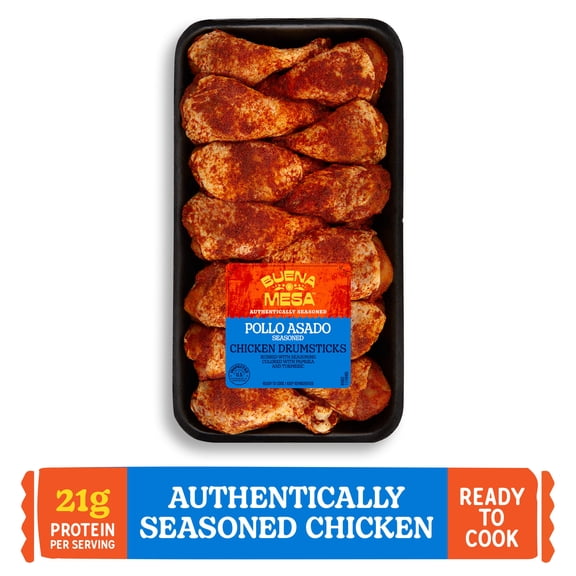 Buena Mesa Pollo Asado Chicken Drumsticks, Authentically Seasoned, Ready to Cook, 3.4 - 4.6 lb