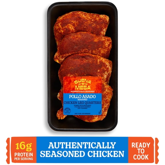 Buena Mesa Pollo Asado Chicken Leg Quarters, Authentically Seasoned, Ready to Cook, 3.4 - 4.6 lb