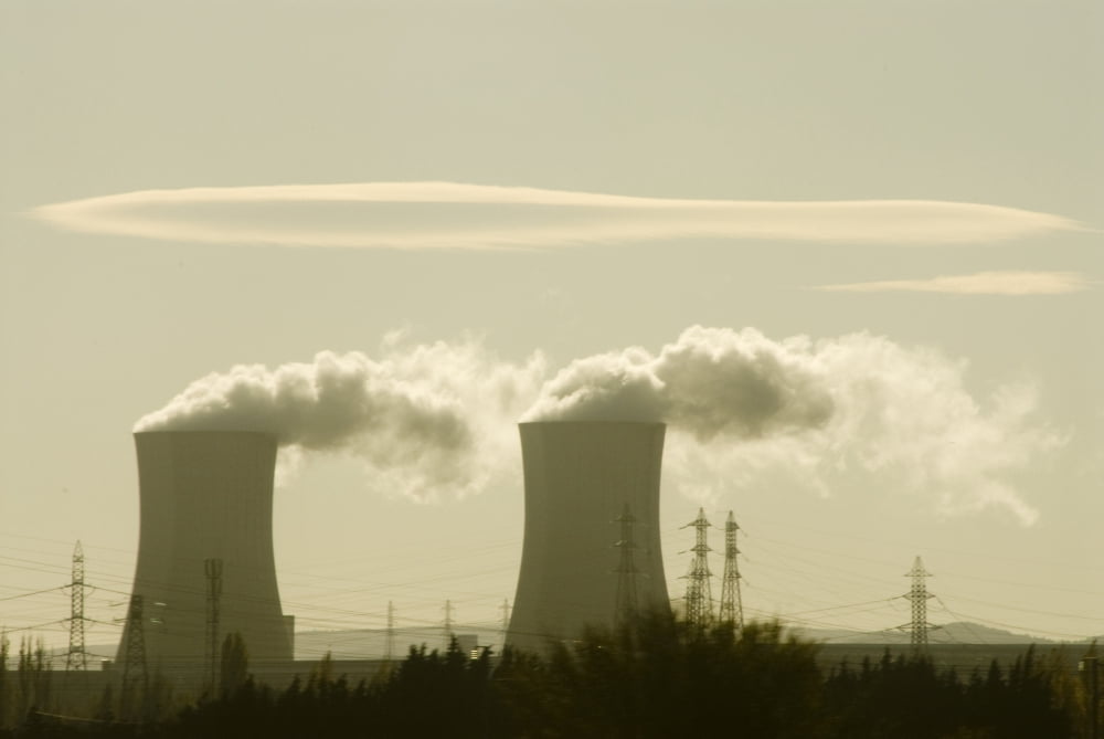 Pollution From Smoke Stacks Canvas Art - Helene Cyr Design Pics (38 x 24)