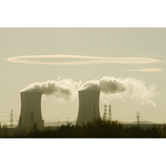 Pollution From Smoke Stacks Canvas Art - Helene Cyr Design Pics (38 x 24)