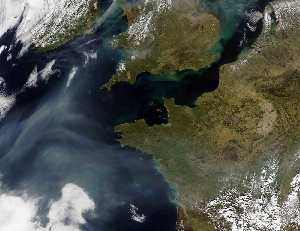 Pollution off France Canvas Art - Stocktrek Images (32 x 24)