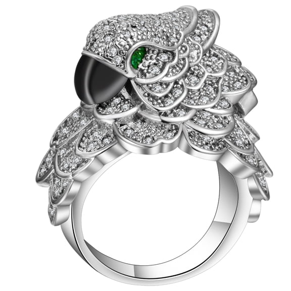 Polly Cockatoo Statement Bird Ring Cubic Zirconia Women Ginger Lyne Collection