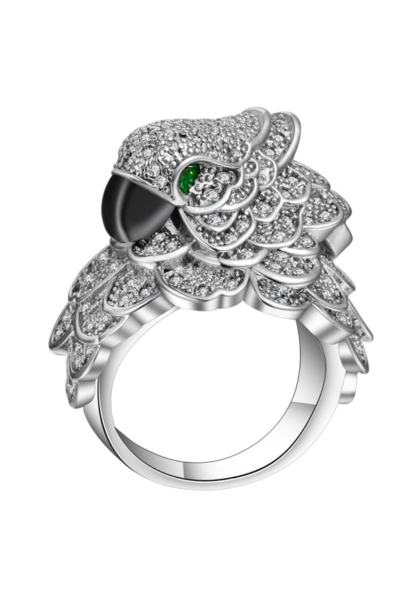 Polly Cockatoo Statement Bird Ring Cubic Zirconia Women Ginger Lyne Collection