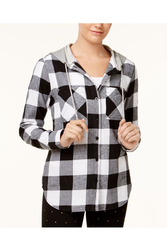 Polly Esther Juniors Plaid Hoodie Black XS