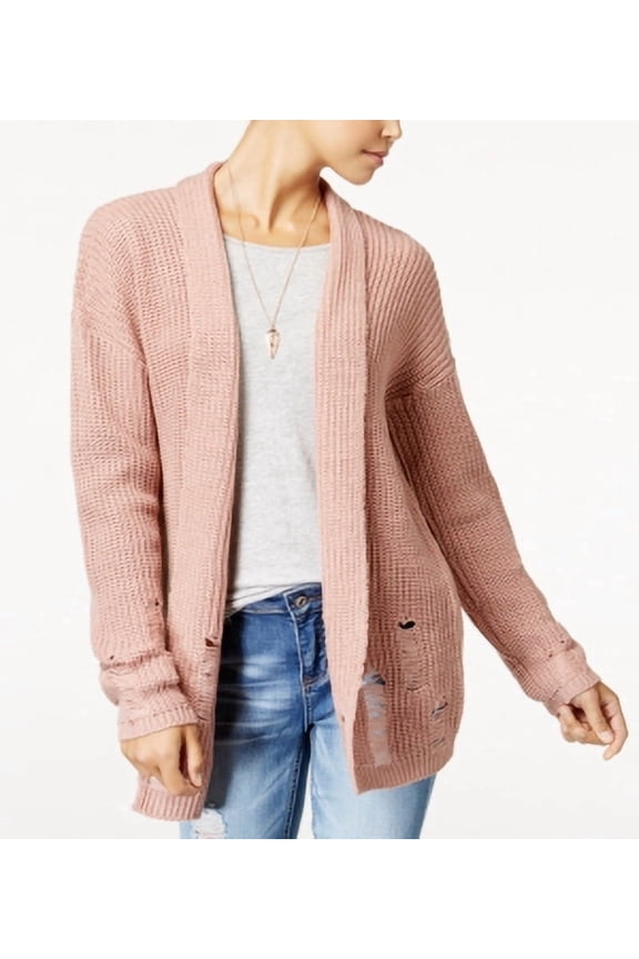 Polly Esther Juniors Ripped Shawl-Collar C Mauve M