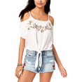 thumbnail image 1 of Polly & Esther Womens Embroidered Cold Shoulder Blouse, 1 of 1