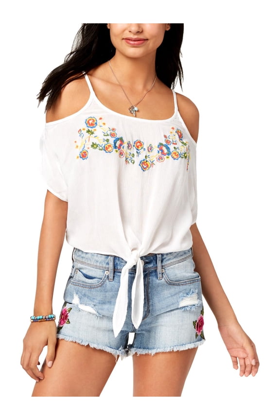 Womens Embroidered Cold Shoulder Blouse