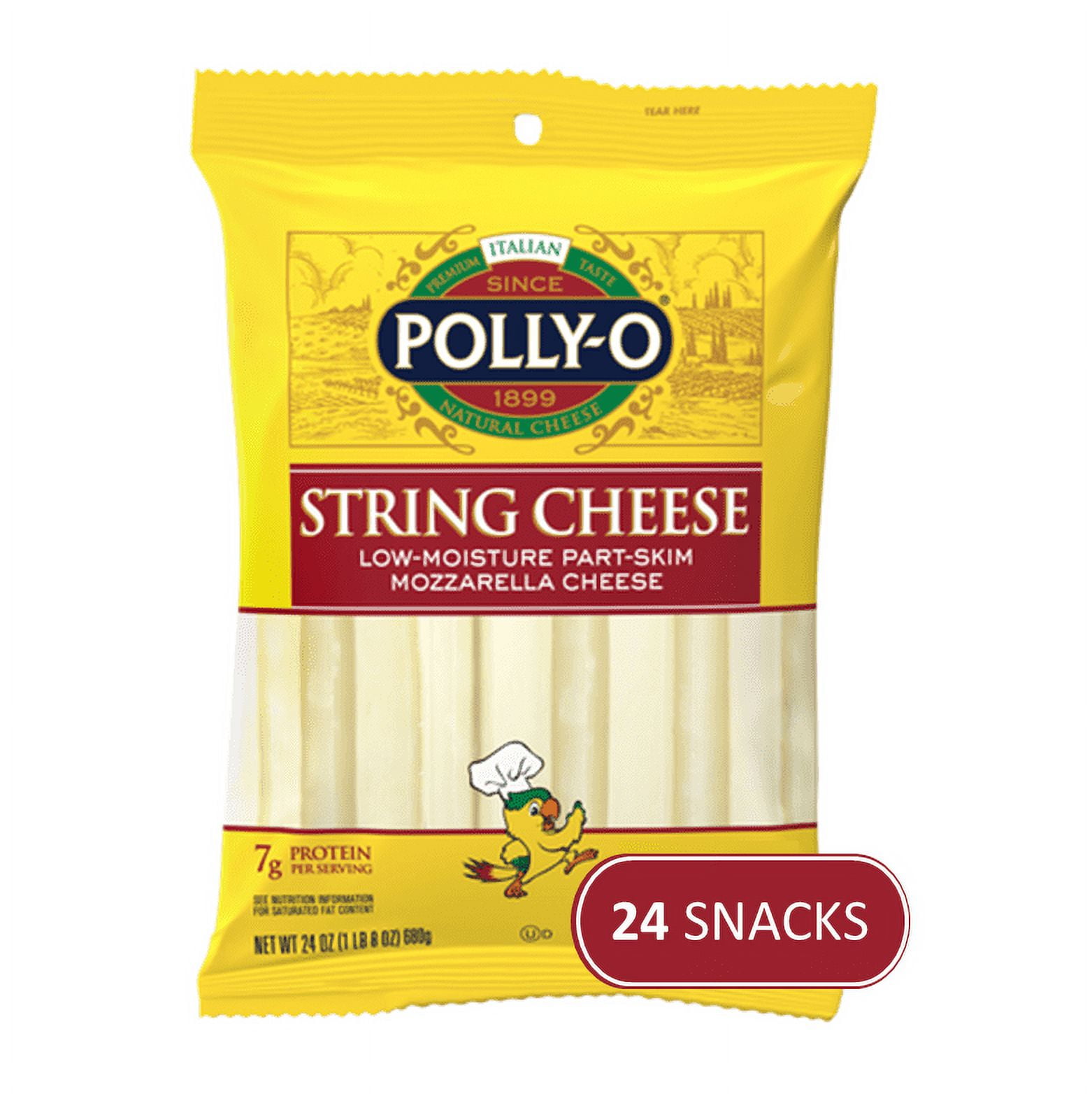 PollyO String Cheese Mozzarella Cheese Snacks, 24 ct Sticks in Bag