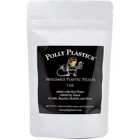 Polly Plastics Moldable Plastic Pellets Thermoplastic Beads, 7 oz, 150°F Heat Strong with Idea