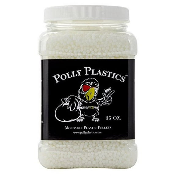 Polly Plastics Moldable Plastic Pellets for Cosplayers and Hobbyists in EZ Grip Jar with Idea Booklet (35 oz)