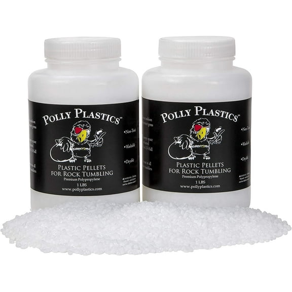 Polly Plastics Polypropylene Plastic Poly Pellets Rock Tumbling Media Rock Tumbler Filler Beads (2 lb)