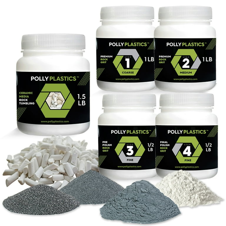 Free Shipping! Polly Plastics Rock Tumbler Grit Kit with Ceramic