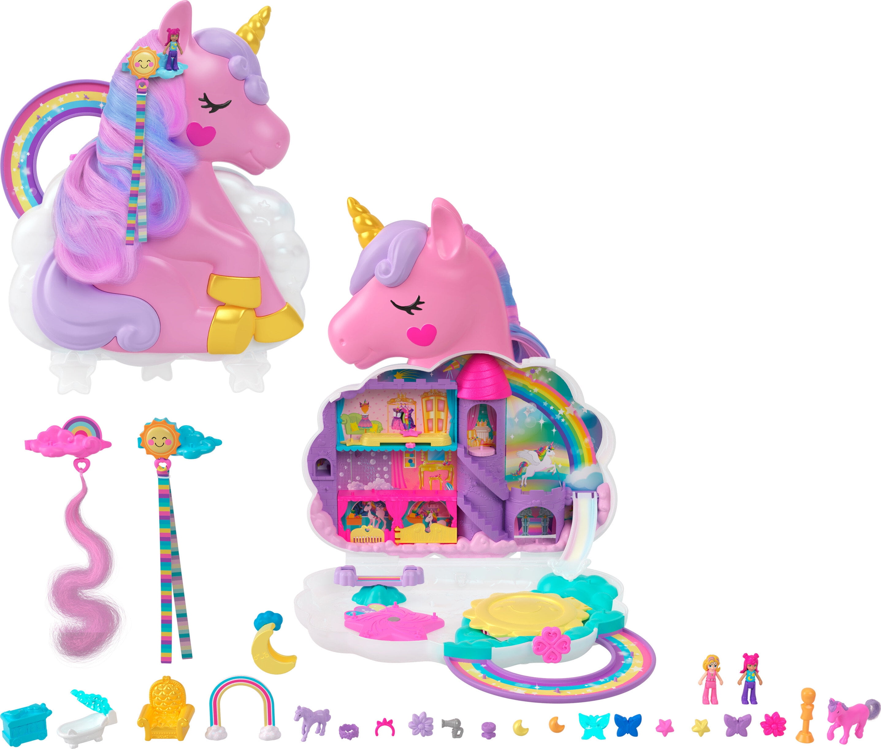  Polly Pocket 2-In-1 Travel Toy Playset, Animal Toy