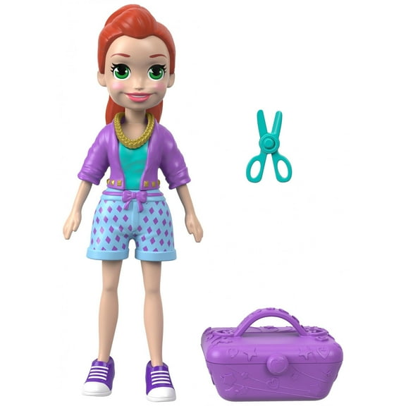 Polly Pocket Active Pose Totes Cute Lila Glam Doll with Salon Kit