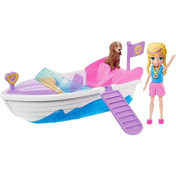 Polly Pocket Ahoy Adventure! Speedboat with Polly & Dog